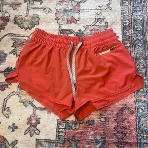 Vuori Womens Small Orange Clementine Pull On Drawstring Athletic Running shorts